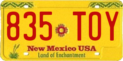 NM license plate 835TOY