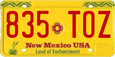 NM license plate 835TOZ