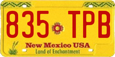 NM license plate 835TPB