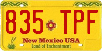 NM license plate 835TPF