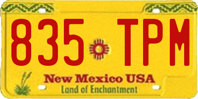 NM license plate 835TPM