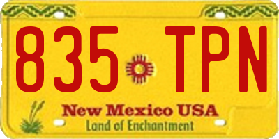 NM license plate 835TPN