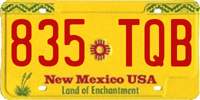 NM license plate 835TQB