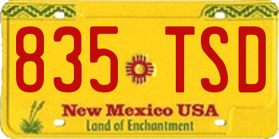 NM license plate 835TSD
