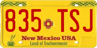 NM license plate 835TSJ