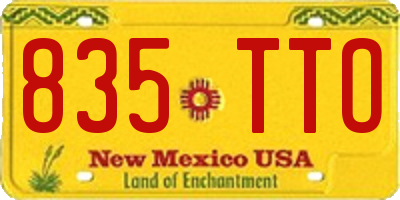 NM license plate 835TTO