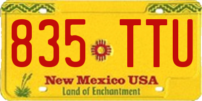 NM license plate 835TTU