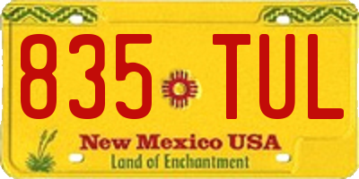 NM license plate 835TUL