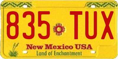 NM license plate 835TUX