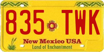 NM license plate 835TWK
