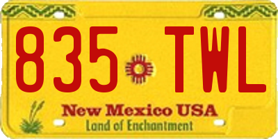 NM license plate 835TWL