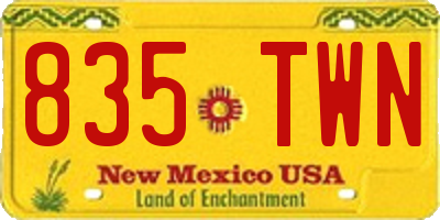 NM license plate 835TWN