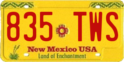 NM license plate 835TWS