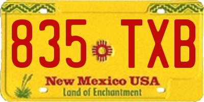 NM license plate 835TXB