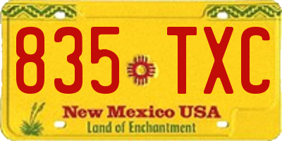 NM license plate 835TXC