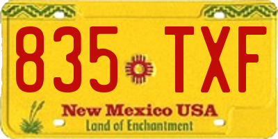 NM license plate 835TXF