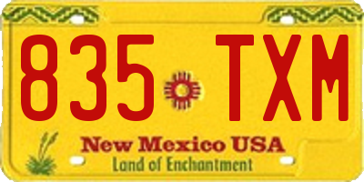 NM license plate 835TXM