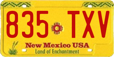 NM license plate 835TXV
