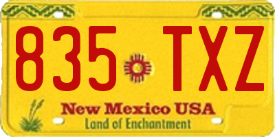 NM license plate 835TXZ