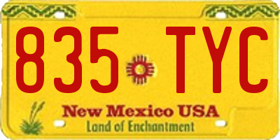 NM license plate 835TYC
