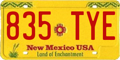 NM license plate 835TYE