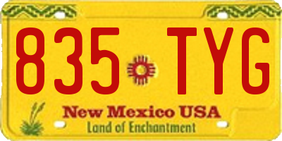 NM license plate 835TYG