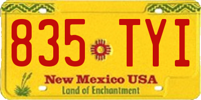 NM license plate 835TYI