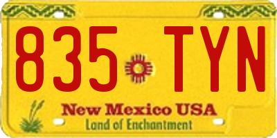 NM license plate 835TYN