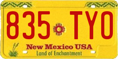 NM license plate 835TYO
