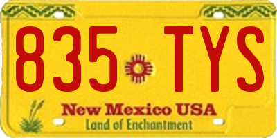 NM license plate 835TYS