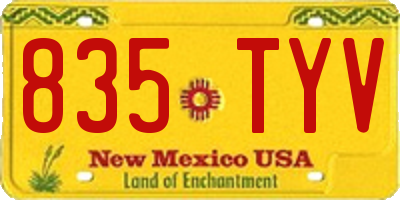 NM license plate 835TYV