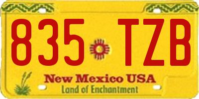 NM license plate 835TZB