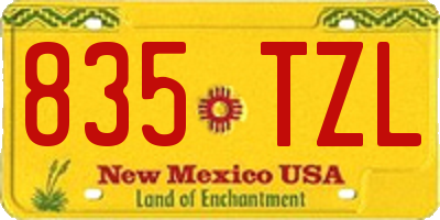 NM license plate 835TZL