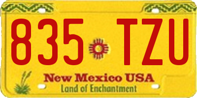 NM license plate 835TZU