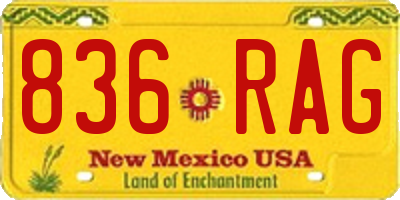 NM license plate 836RAG