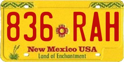 NM license plate 836RAH