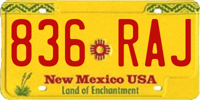 NM license plate 836RAJ