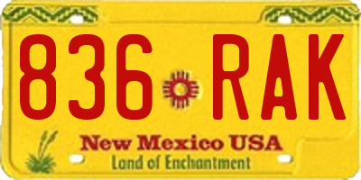 NM license plate 836RAK