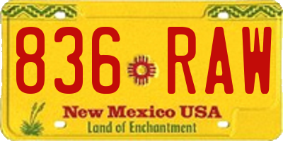 NM license plate 836RAW