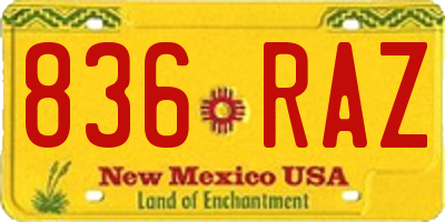 NM license plate 836RAZ