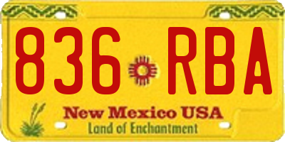 NM license plate 836RBA