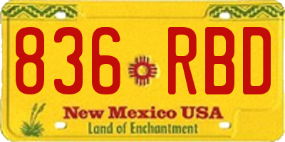 NM license plate 836RBD