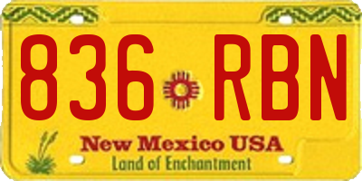NM license plate 836RBN