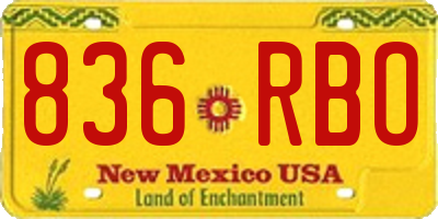 NM license plate 836RBO