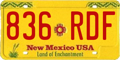 NM license plate 836RDF