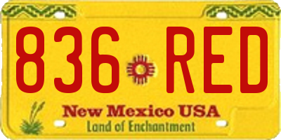 NM license plate 836RED