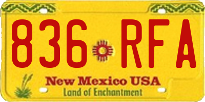 NM license plate 836RFA