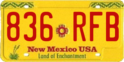 NM license plate 836RFB