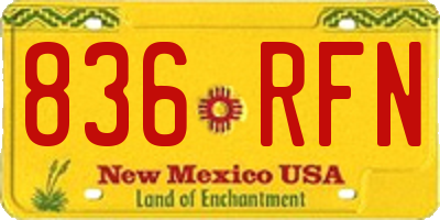 NM license plate 836RFN
