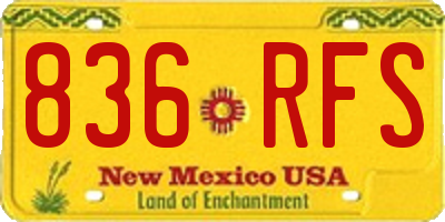 NM license plate 836RFS